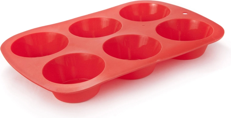 CULINARIA Silicone Muffin Pan, 6 cups, red, 27.5 × 18 × 3.2 cm