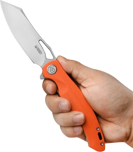 AUS-10 steel with matte bead-blasted finish