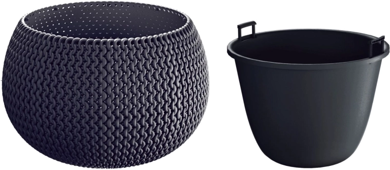 Gėlių vazonas Splofy Bowl su įdėklu 37 cm antracito spalvos
