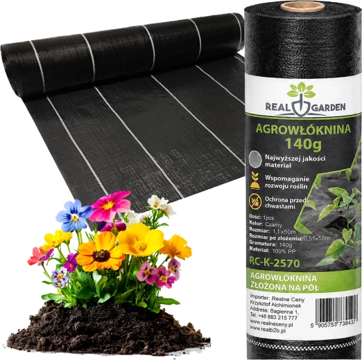 Juoda agrotekstilė nuo piktžolių 140 g/m² 1,1 × 50 m (UV)