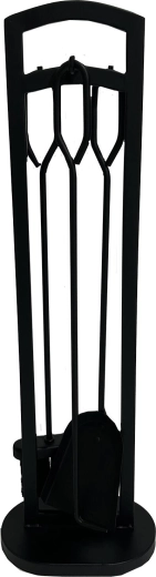 Židinio įrankių rinkinys su stovu 70 cm – juodas metalas, 3 dalių
