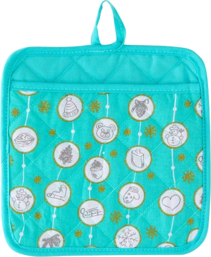 Christmas pot holder pad Toro turquoise 17 × 17 cm