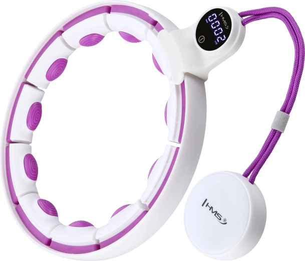Massage hula hoop with weight, magnets and counter HMS HHM17 white/purple