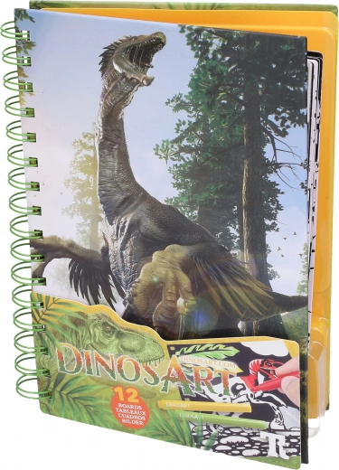 Aksominės spalvinimo lentelės DINOSART – dinozaurai, 12 lentelių ir mini flomasteriai