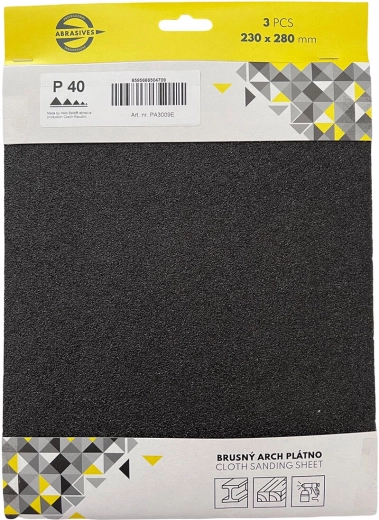 Abrasive cloth for metal and wood, grit 60, 230 × 280 mm (3 pcs)