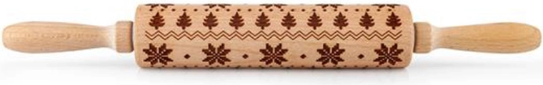 Wooden Embossed Rolling Pin with Snowflakes 19 cm