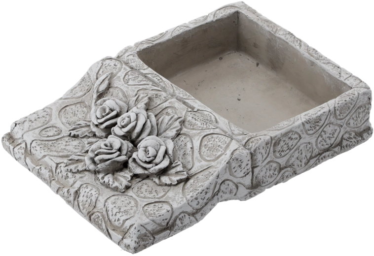 Cement flower pot shaped like a book, gray 23.5 × 17 × 5 cm