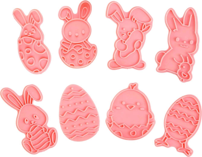 Toro plastic Easter cookie cutters with stamp (8 pcs)