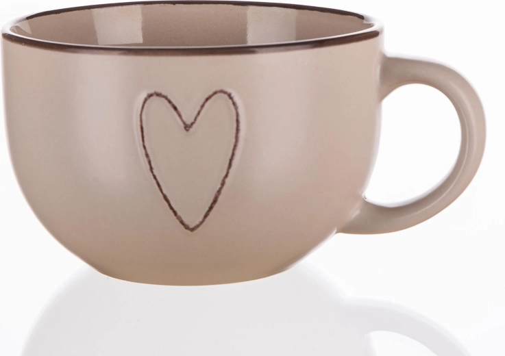 Keramikinis puodelis Jumbo 730 ml HEART, smėlio spalvos