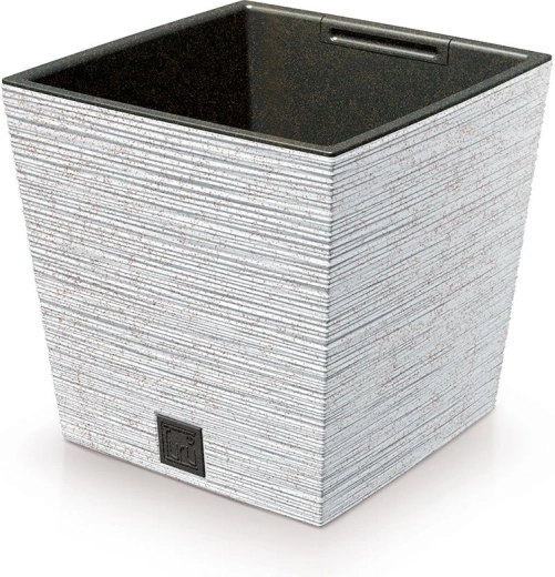 Furu Square Low Eco Wood Planter with Insert 29.5 cm – White