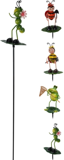 Sodo smeigtukas su gyvūnėliu ant lapo 56 cm, metalas, rūšių mišinys