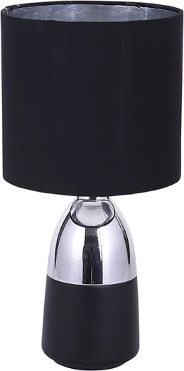 Modern table lamp with metal base and black lampshade