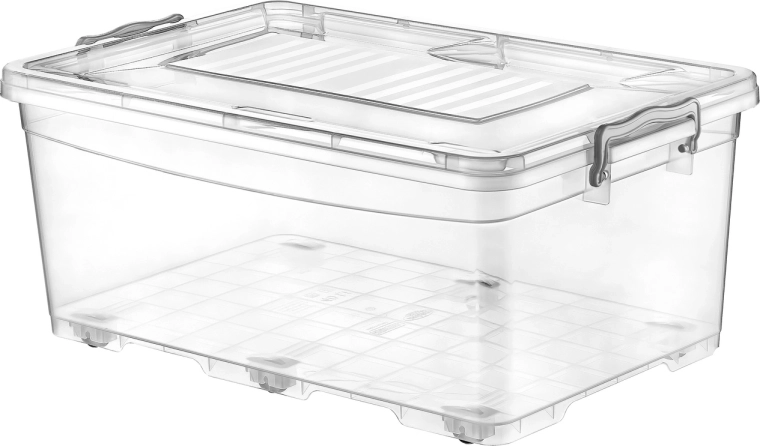 Storage box with wheels 40 l transparent MULTI BOX