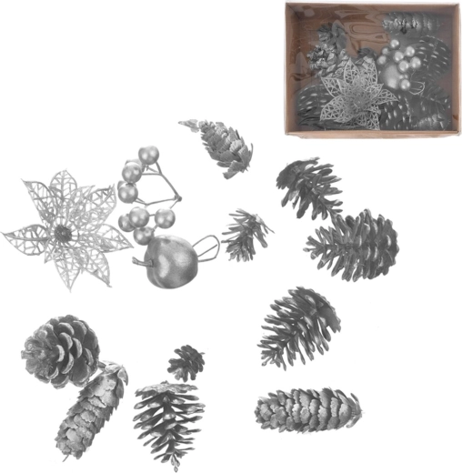 Silver plastic decorative accessory in a box (mix)
