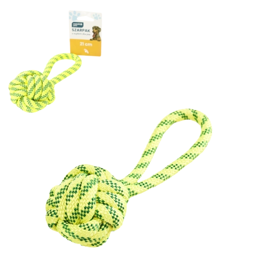 Pintas virvinis tempimo žaislas šunims su dviem mazgais 21 cm