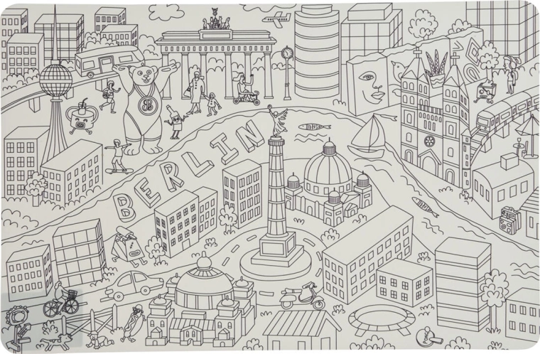 Plastic Placemat Cities 43.5 × 28.5 cm, mix of 4 designs
