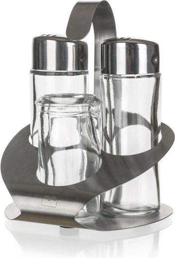 Culinaria Salt and Pepper Set 35 ml with Stainless Steel Stand and Toothpick Holder