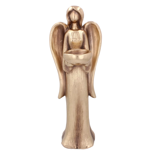 Auksinė stovinti angelo statulėlė 42,5 cm – elegantiška interjero dekoracija