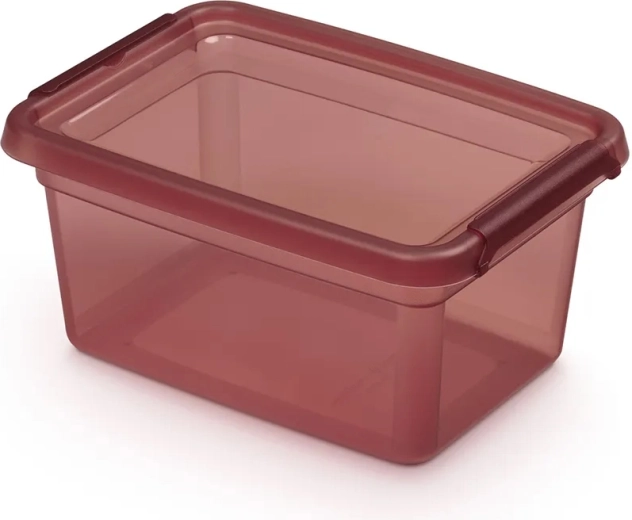 Basestore food storage container with lid and clips, rhubarb, 1.5 l