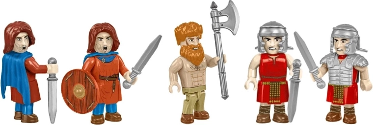 Legionieriaus ir barbarų figūrėlės su gausia ginkluote