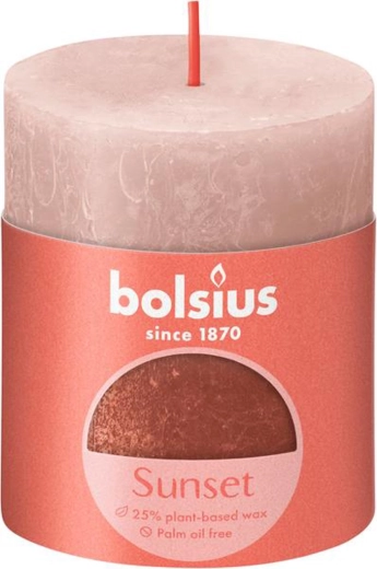 Rustic candle 80 × 68 mm pink/amber