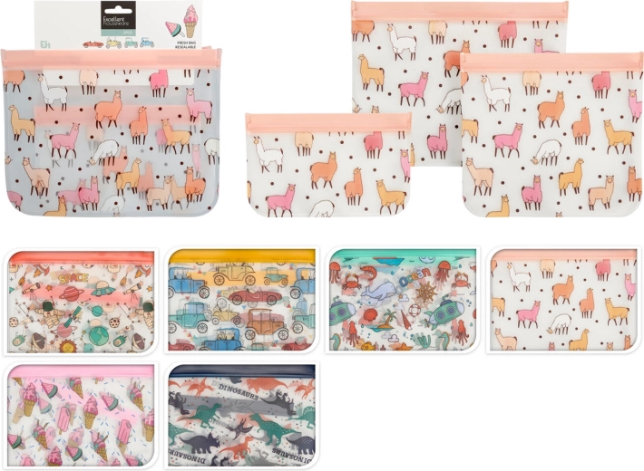 Children’s zip bags – set of 3, mixed designs