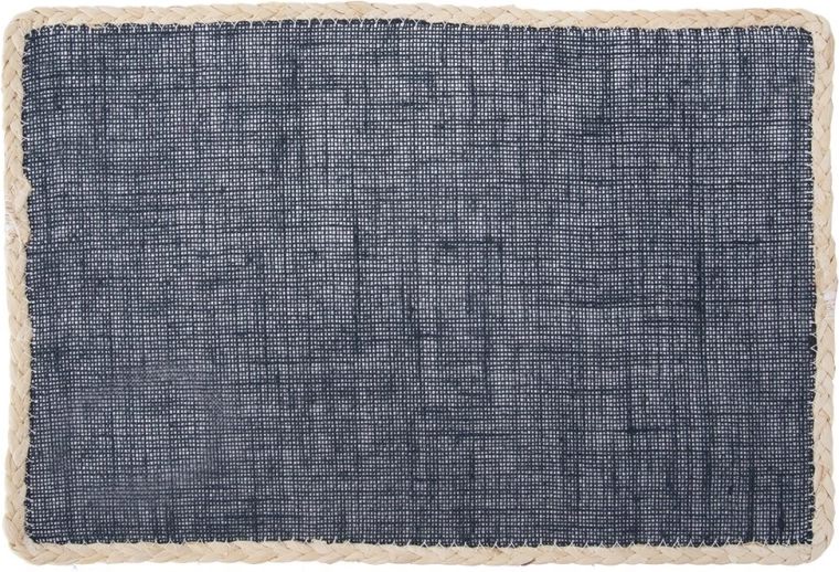 Stačiakampė stalo servetėlė 45 × 30 cm, tamsiai mėlyna su smėlio spalvos apvadu