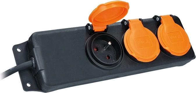 3 sockets with protective covers