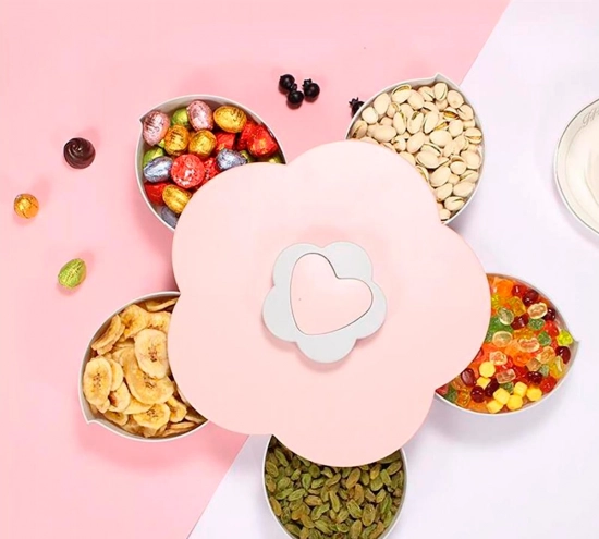 Plastikinis gėlių formos užkandžių organizatorius – rožinis