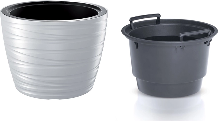 Žemas gėlių vazonas Maze su vidiniu įdėklu 47,5 cm – baltas