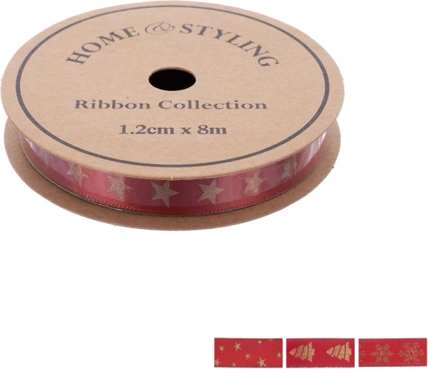 Home & Styling Christmas polyester ribbon 8 m burgundy mix