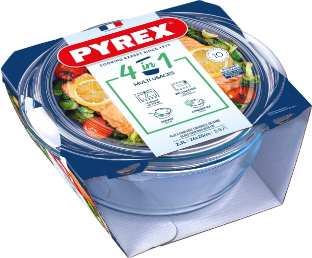 Pyrex stiklinis kepimo indas su dangčiu 2,1 l