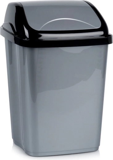 Plastikinė šiukšliadėžė 16 l su atverčiamu dangčiu, pilka