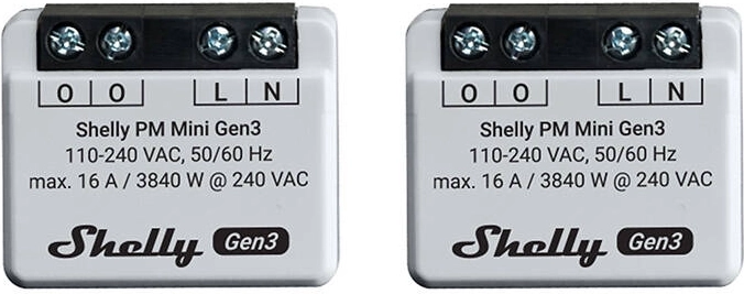 Shelly PM Mini Gen3 – set of 2 power meters, Wi‑Fi/Bluetooth