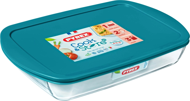 Stiklinis „Pyrex“ kepimo indas su dangčiu 4,9 l