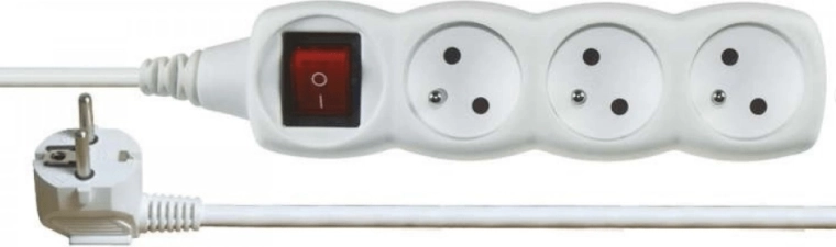 Emos extension lead with switch, 3 sockets, 5 m, white