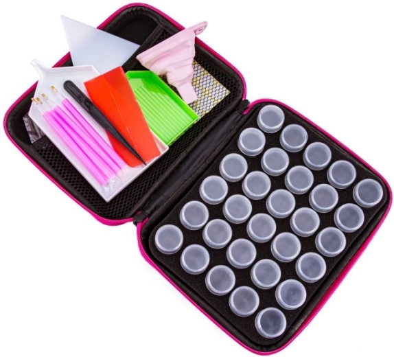 Clear organizer with 30 jars