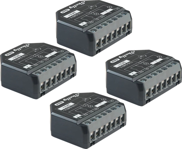 4 vnt. Shelly 2PM Gen4 Pro valdiklių rinkinys žaliuzėms ir prietaisams (Zigbee/Matter)