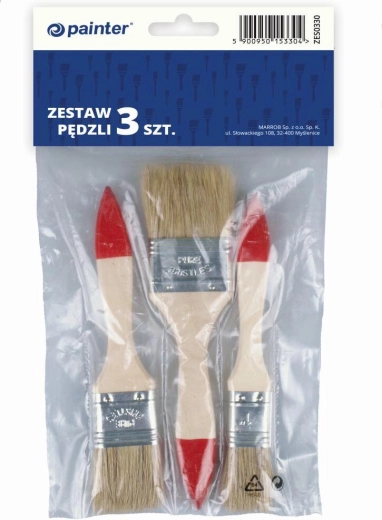Plokščių dažymo teptukų rinkinys 3 vnt. (1/2", 1", 2")