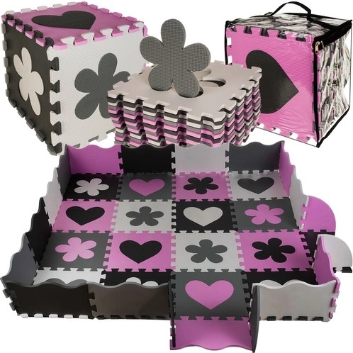 EVA foam puzzle play mat 30 × 30 cm with edges and carry case