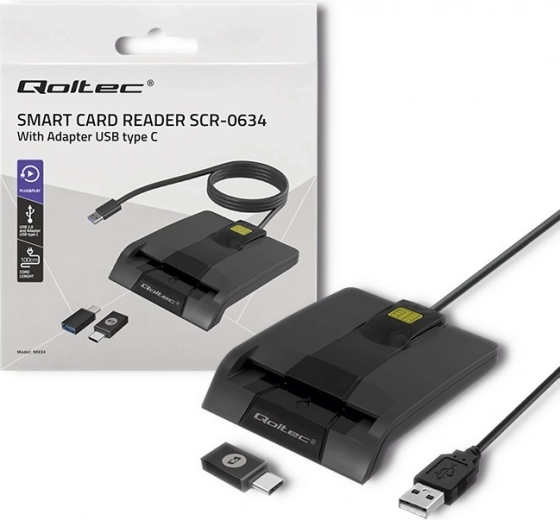 Qoltec USB-C Chip Card Reader