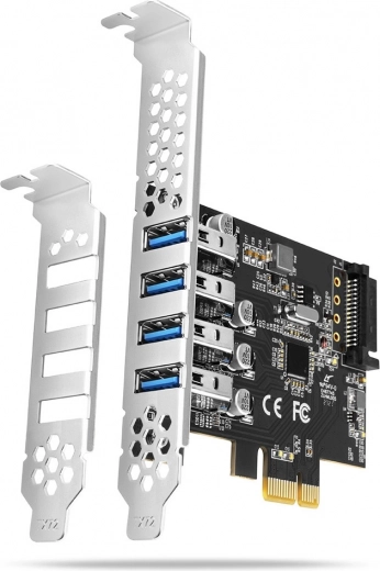 PCIe USB 3.2 Gen 1 valdiklis su 4 prievadais, UASP, Renesas mikroschemų rinkiniu, SATA maitinimu