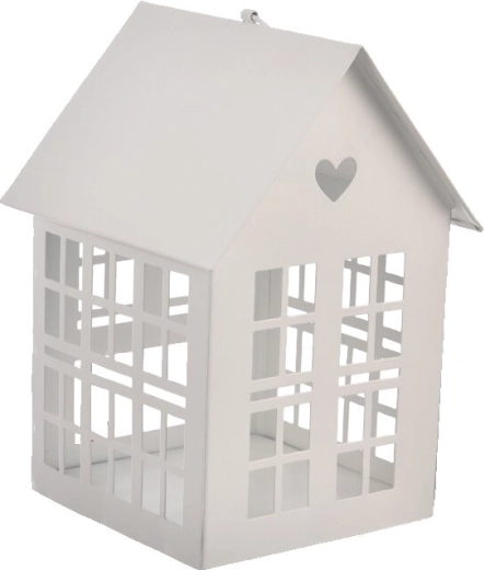 White metal candle house 20 cm