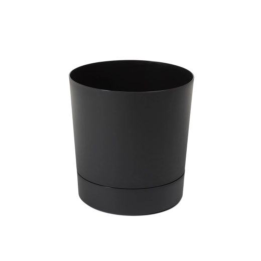 Aura flower pot with saucer 17.5 cm black matte
