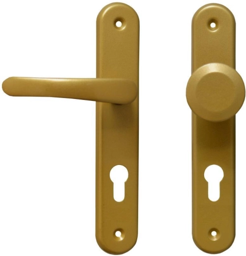 MICHAELA Door Hardware handle + fixed knob, gold, for 72 mm cylinder