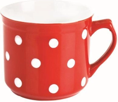 Keraminis puodelis 660 ml su taškeliais, raudonas