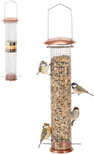 Copper bird feeder – tube 9 × 39 cm