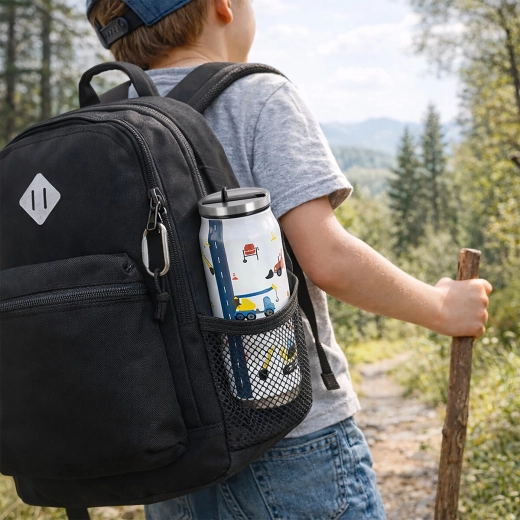 Compact “can” shape for a backpack and bottle holder