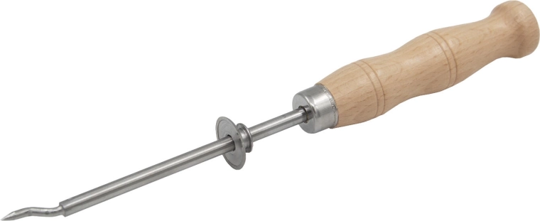 Round stainless steel can opener with wooden handle, 24 cm
