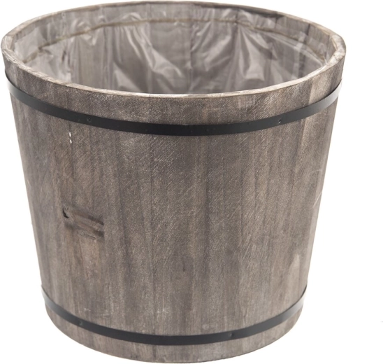 Gray wooden and metal planter 20 × 20 × 24 cm